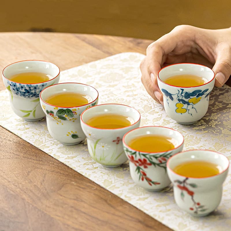 Juego de té artesanal de cerámica con tazas calabaza