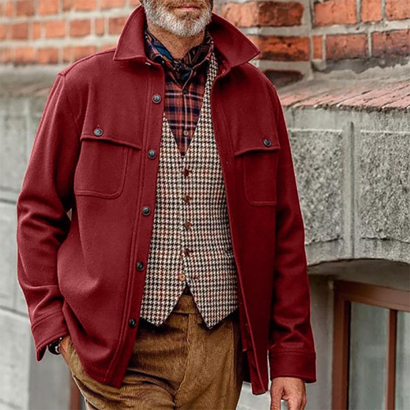 Chaqueta entallada para hombre single-pecho en color sólido