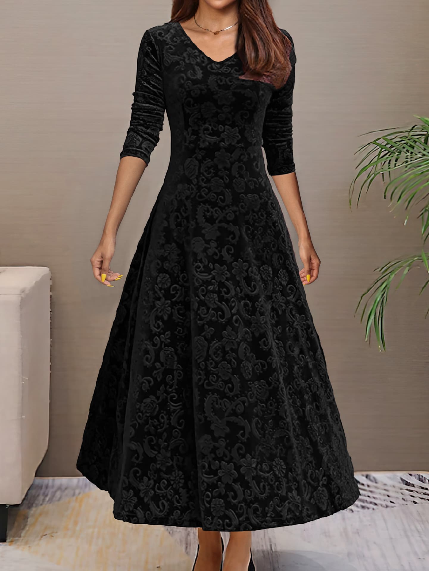 Vestido terciopelo de cintura media