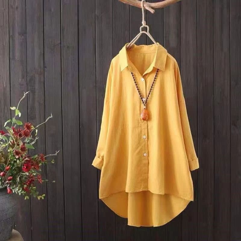Blusa de algodón suelta con manga larga