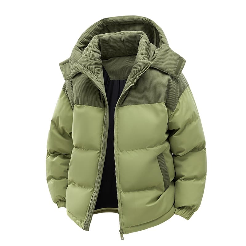 Chaqueta de pana gruesa acolchada con cuello de pie para mujer