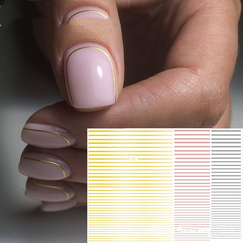Stickers de arte de uñas con líneas fluorescentes
