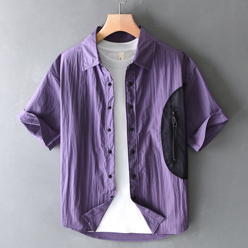 Camisa de manga corta con contraste de colores para hombre