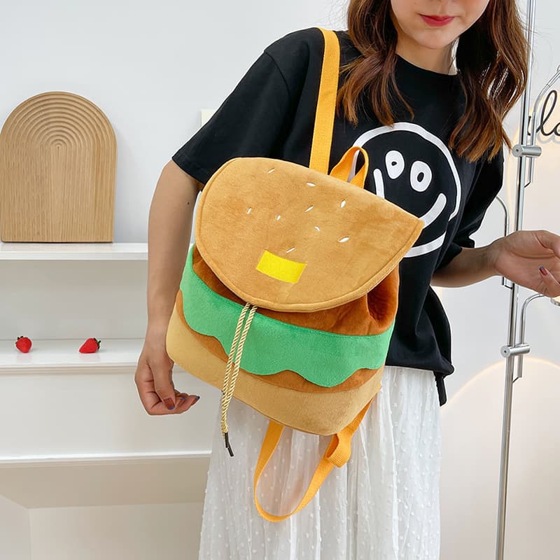 Mochila infantil de peluche diseño hamburguesa