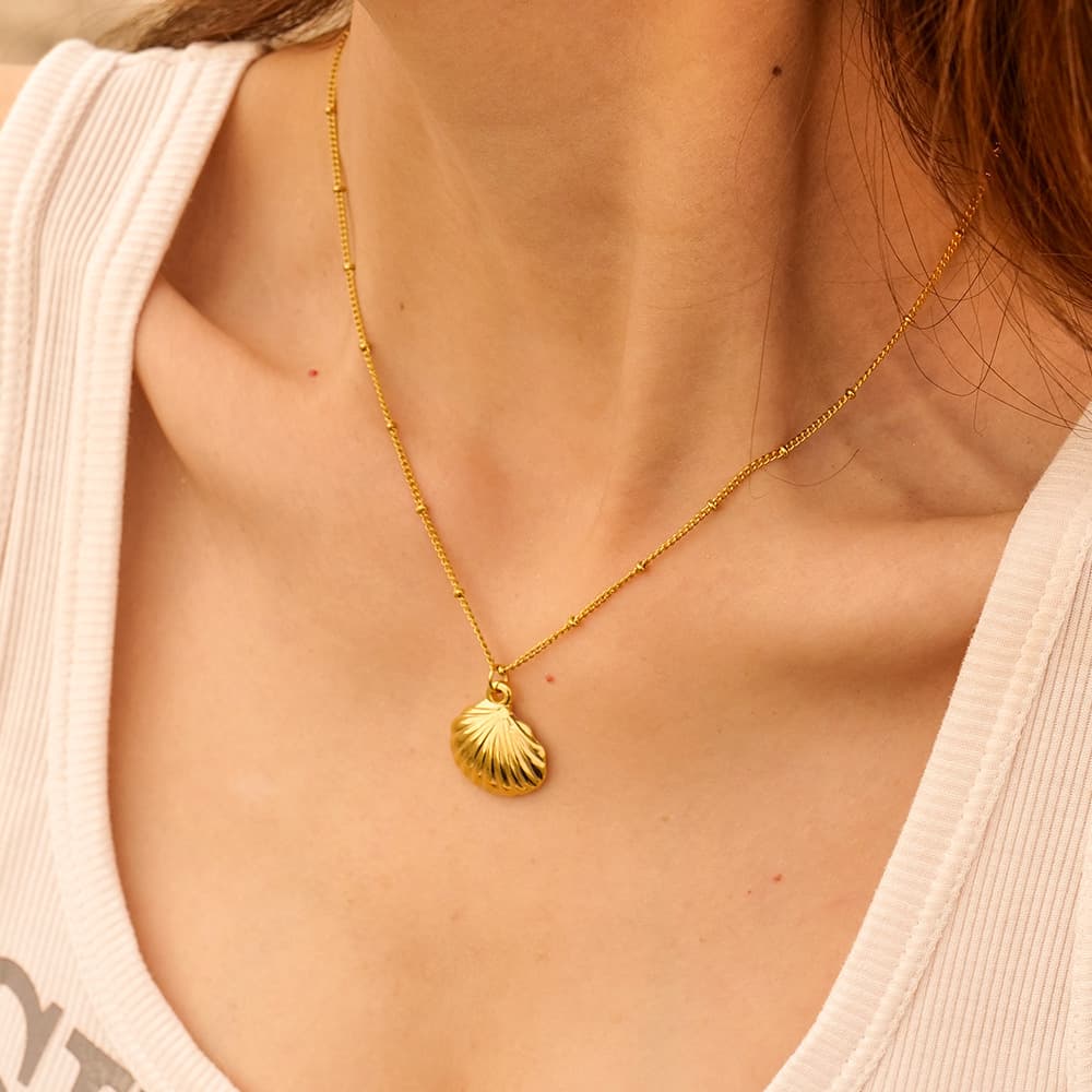 Collar de acero inoxidable con colgante de concha