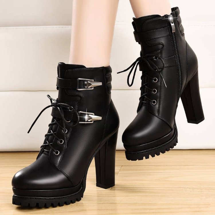 Zapatos de tacón alto estilo británico para mujer