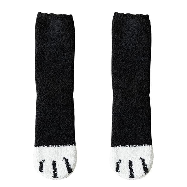Calcetines térmicos de tejido coral con patrón de gato