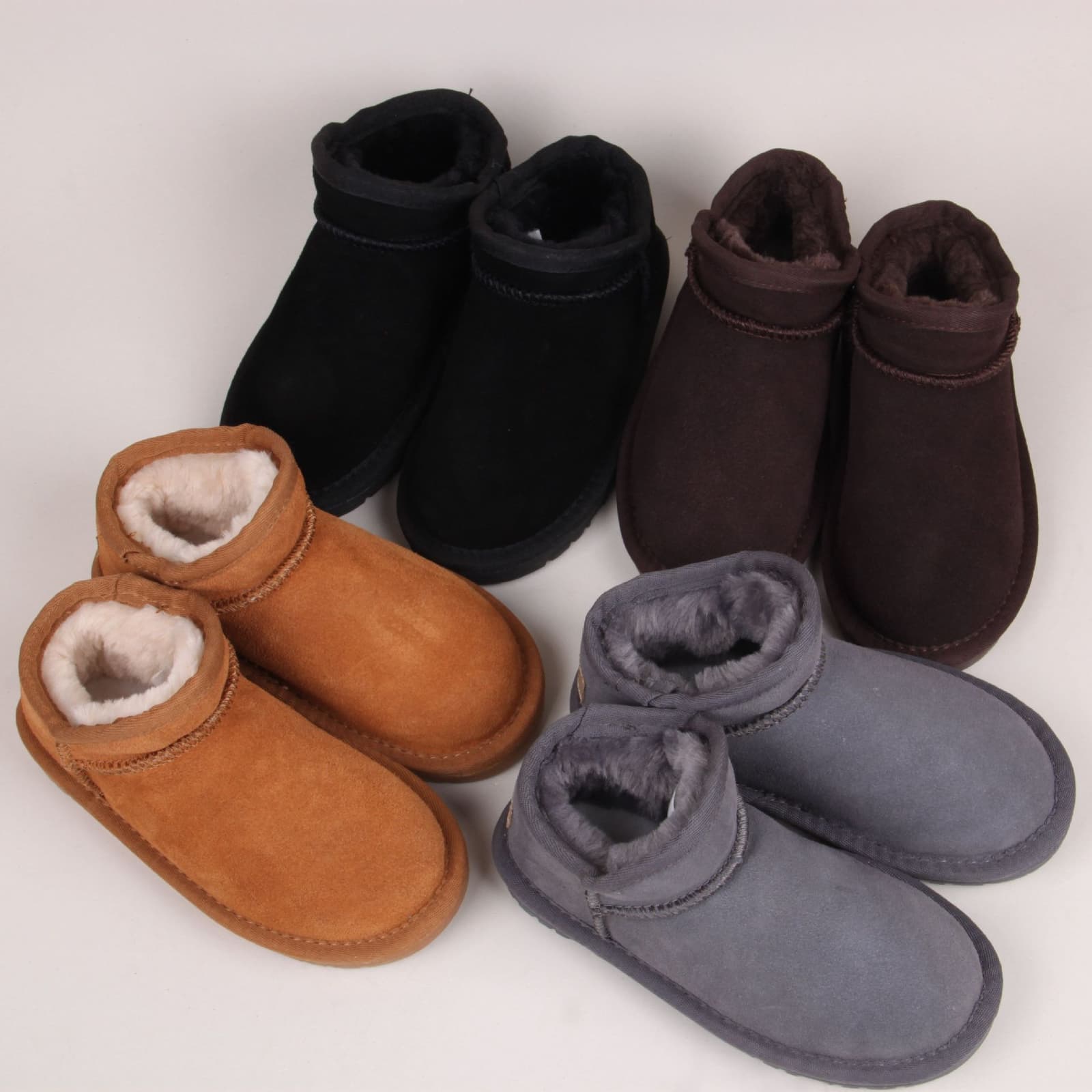 Botas de nieve bajas en cuero de vaca para niños