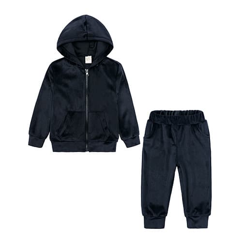 Conjunto deportivo infantil de velvet dorado con capucha