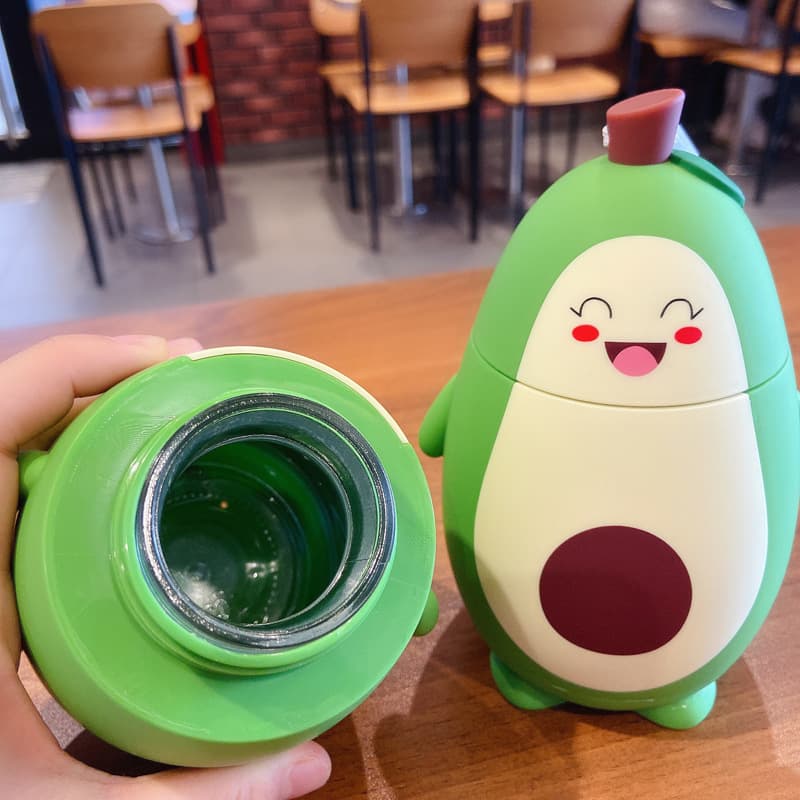 Vaso doble de agua con diseño de aguacate cartoon