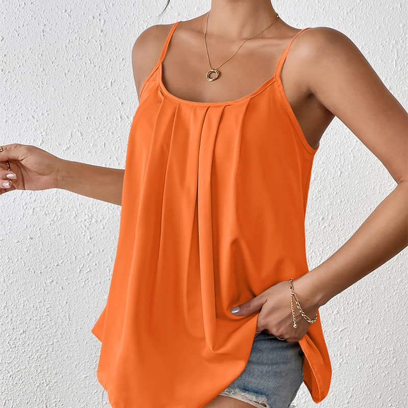 Camisola plisada suelta sin mangas