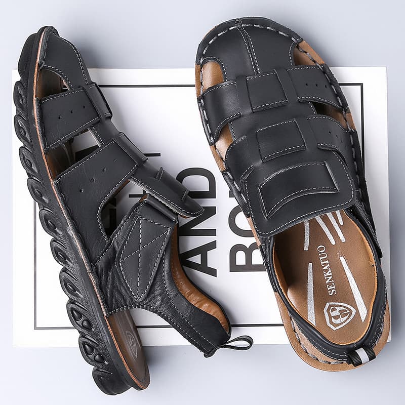 Sandalias de cuero para hombre, suela antideslizante