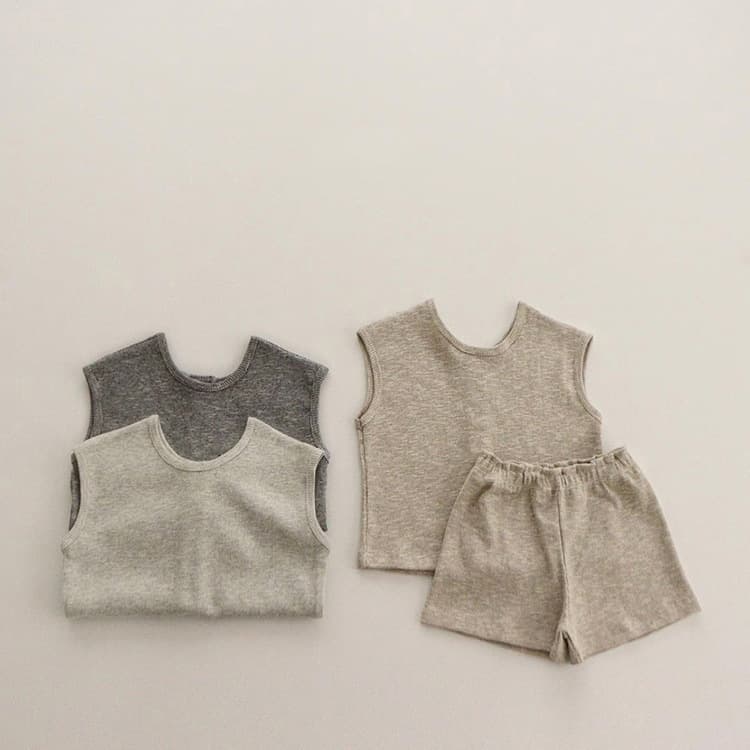 Conjunto de verano infantil coreano, chaleco sin mangas y shorts
