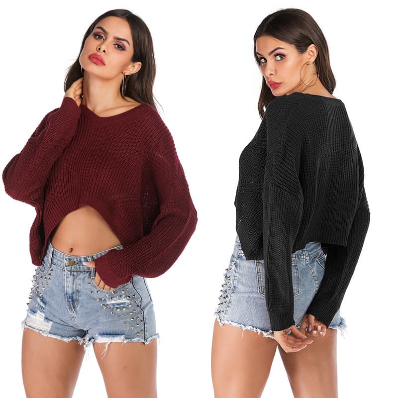 Suéter base otoñal color sólido para mujer