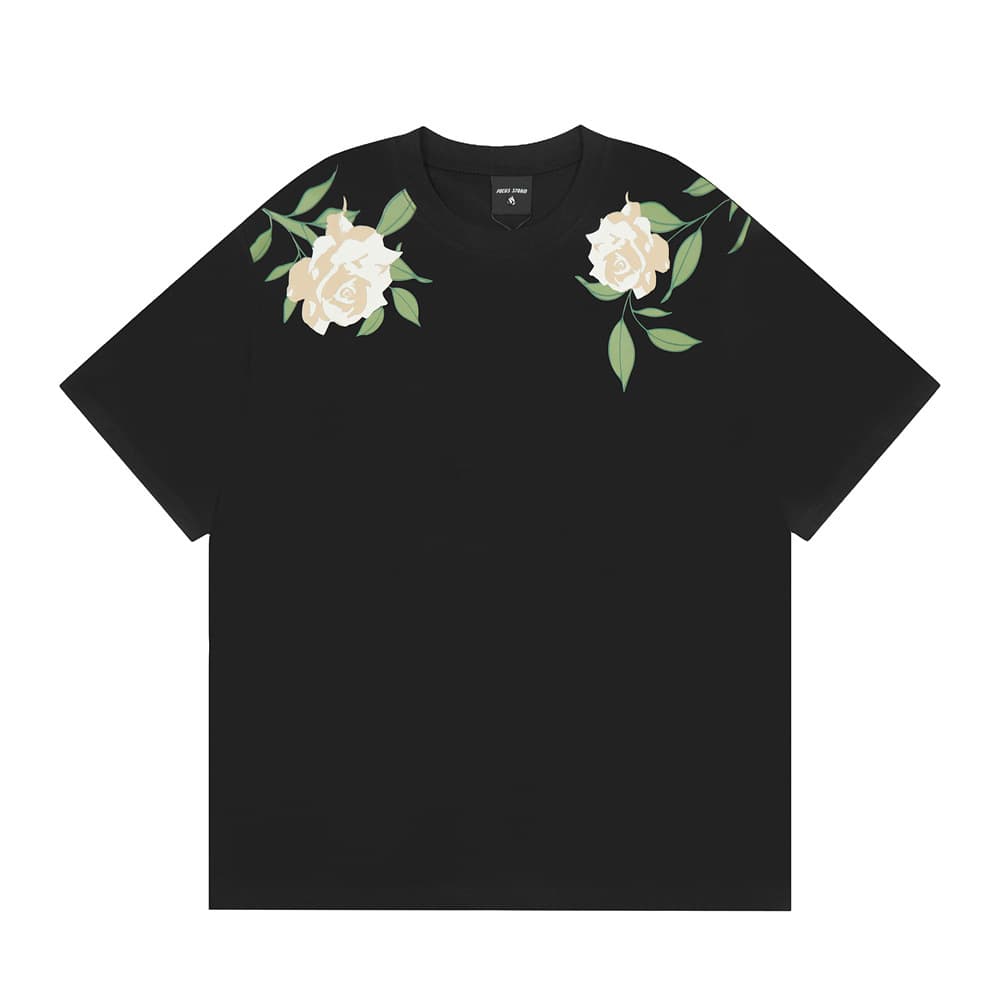 Camiseta de manga corta con estampa de rosa para hombre