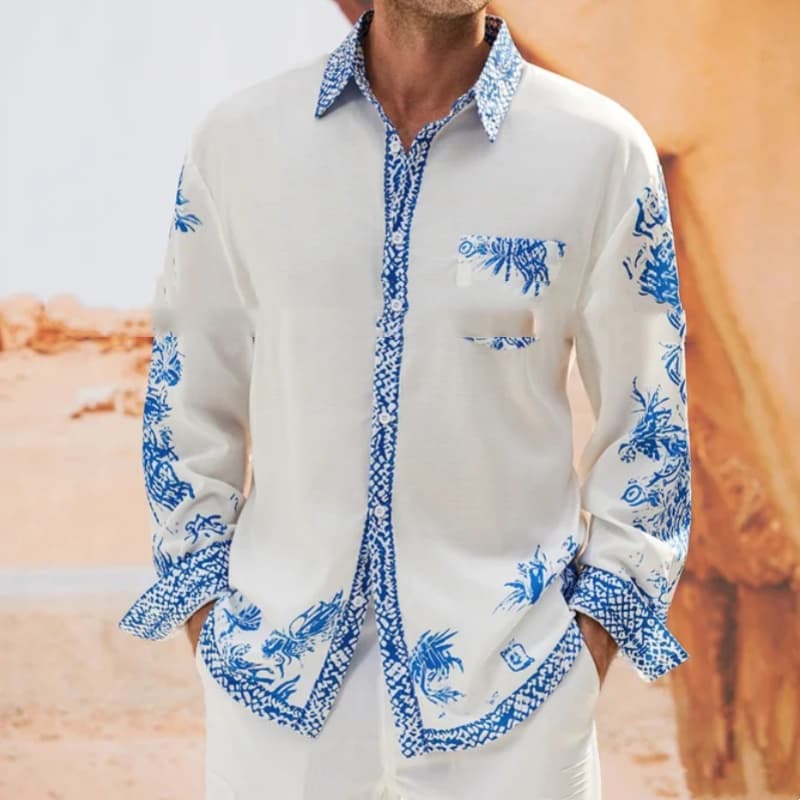 Camisa de manga larga hombre con estampado