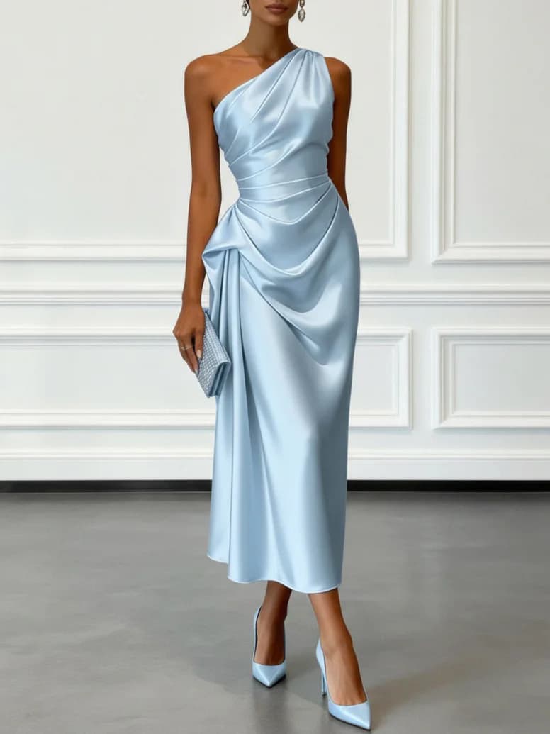 Vestido de gala elegante sin mangas de satén