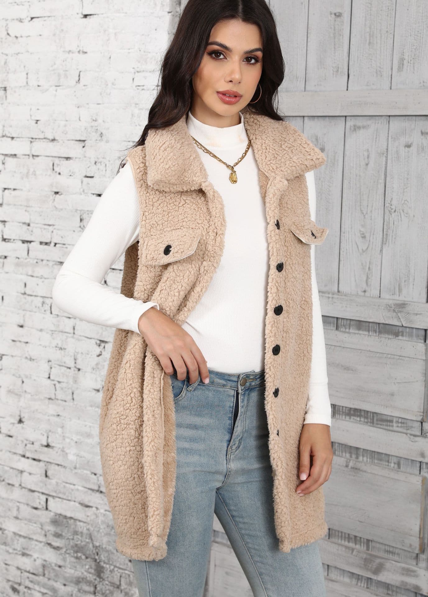 Chaleco sin mangas para mujer, estilo holgado con cuello polo