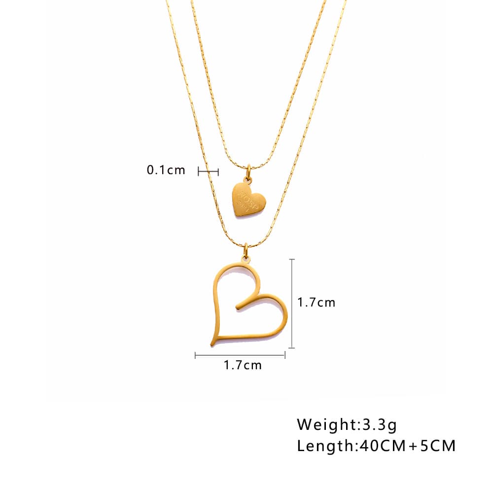 Cadena de clavícula de acero titanio con corazón dorado
