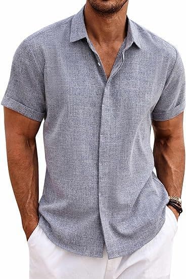 Camisa casual manga corta con botones para hombre
