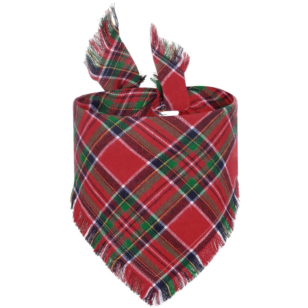 Pañuelo triangular para perro de otoño con patrón escocés