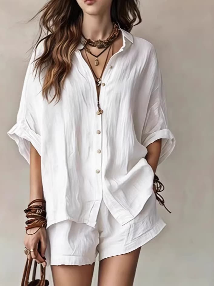 Conjunto de blusa y shorts casual para mujer