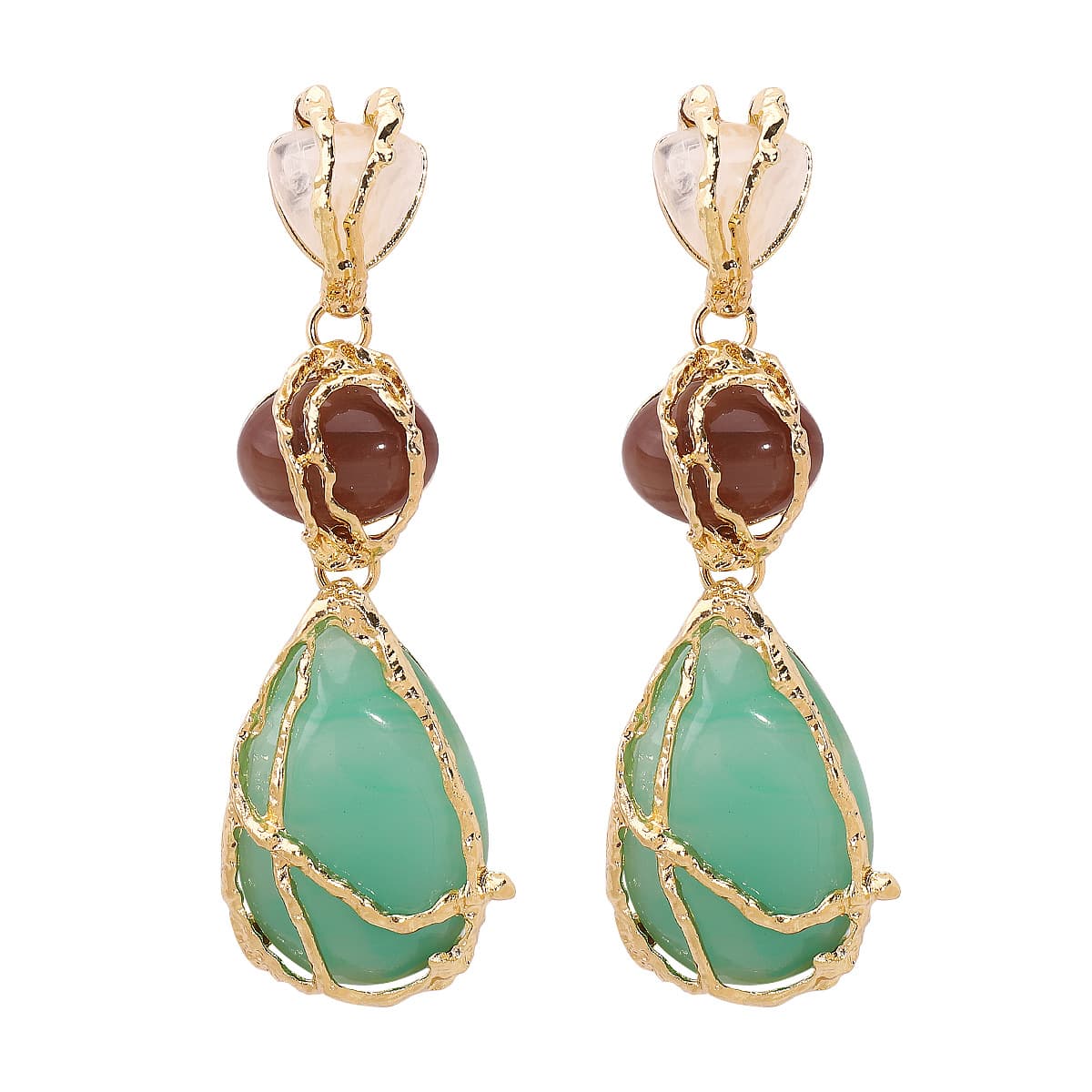 Aretes acrílicos forma gota geométricos malla