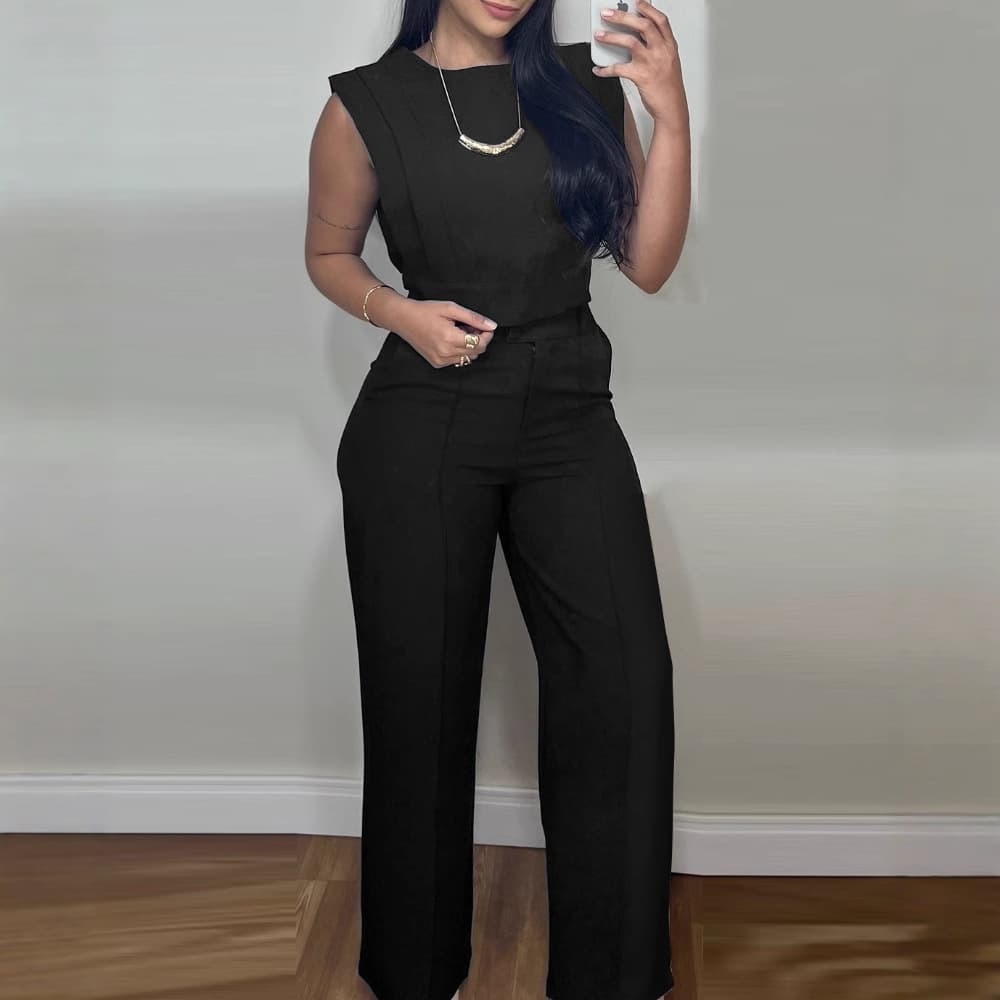 Conjunto de pantalón y blusa sin mangas para mujer