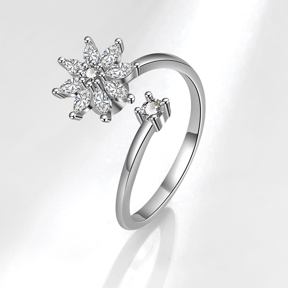 Anillo giratorio de plata S925 con copo de nieve
