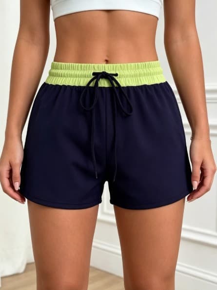 Pantalones cortos deportivos cintura color block