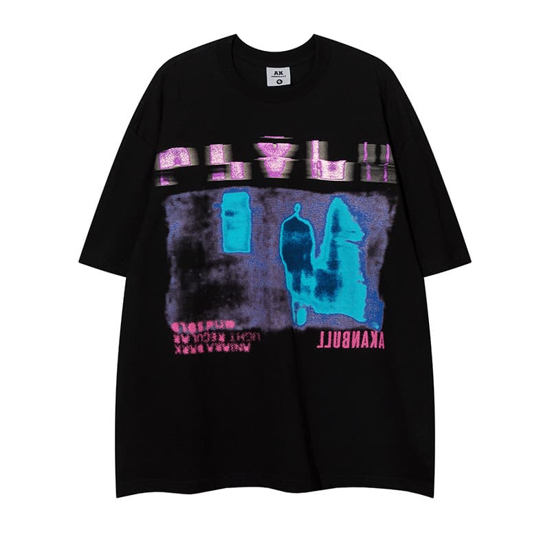 Camiseta de algodón con estampado, mangas cortas holgadas