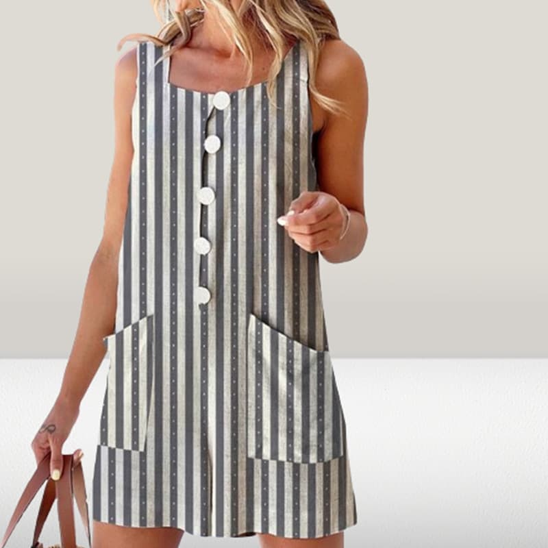 Vestido casual sin mangas con estampado rayado