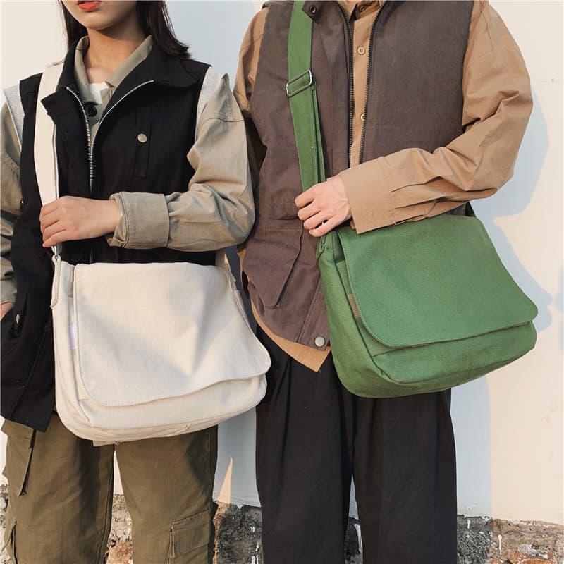 Bolsa lona color puro, estilo coreano japón