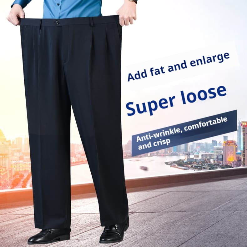 Pantalones de traje talla grande cintura alta para hombre