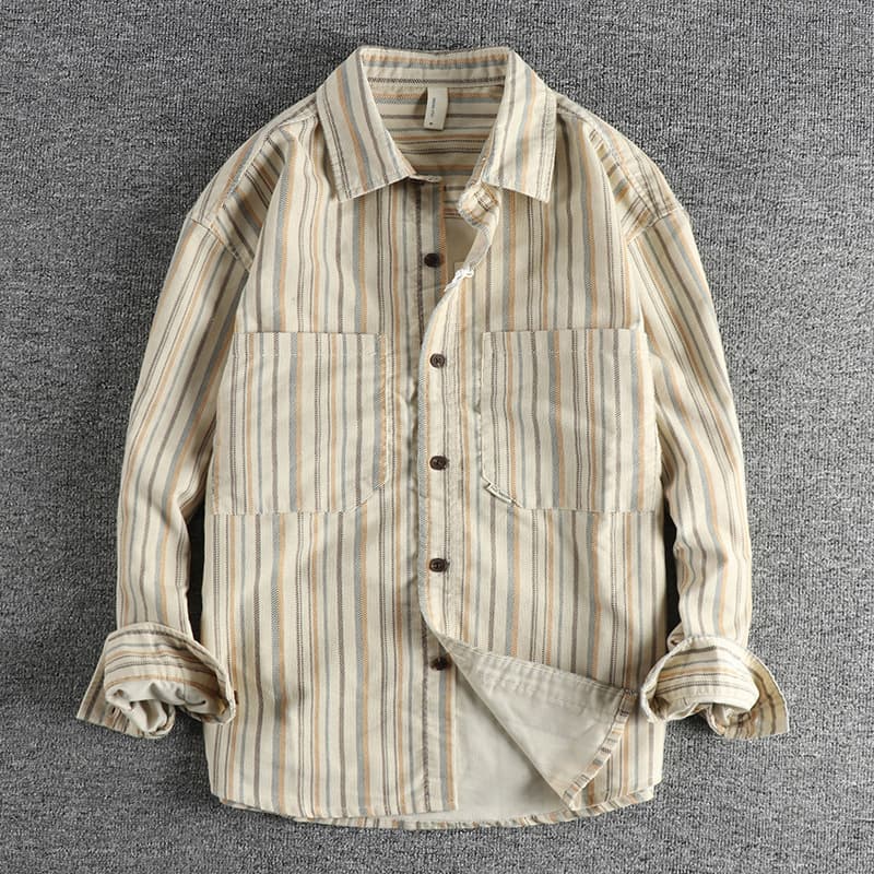 Camisa de algodón hombre con rayas vintage