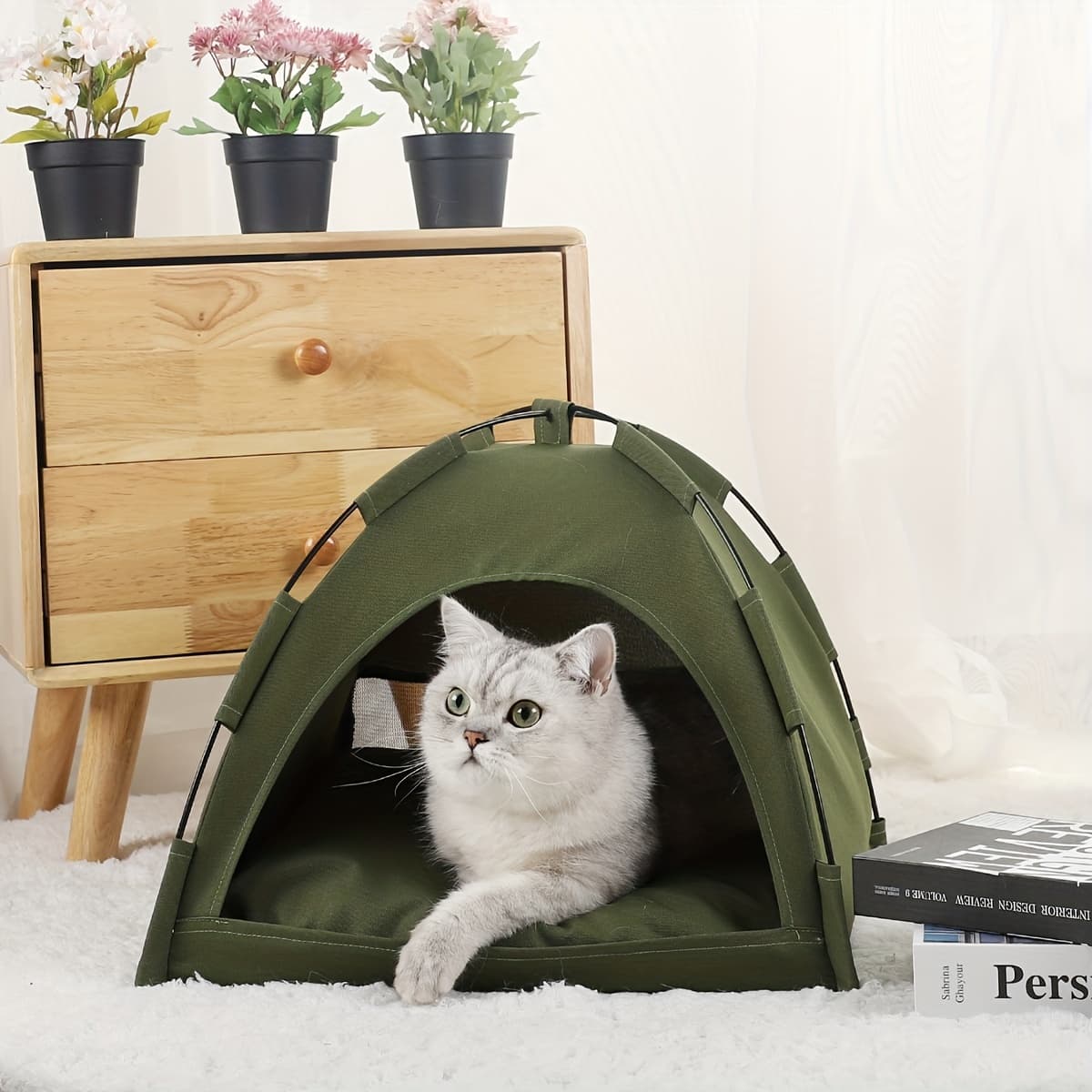 Tienda cama para gatos con colchoneta desmontable