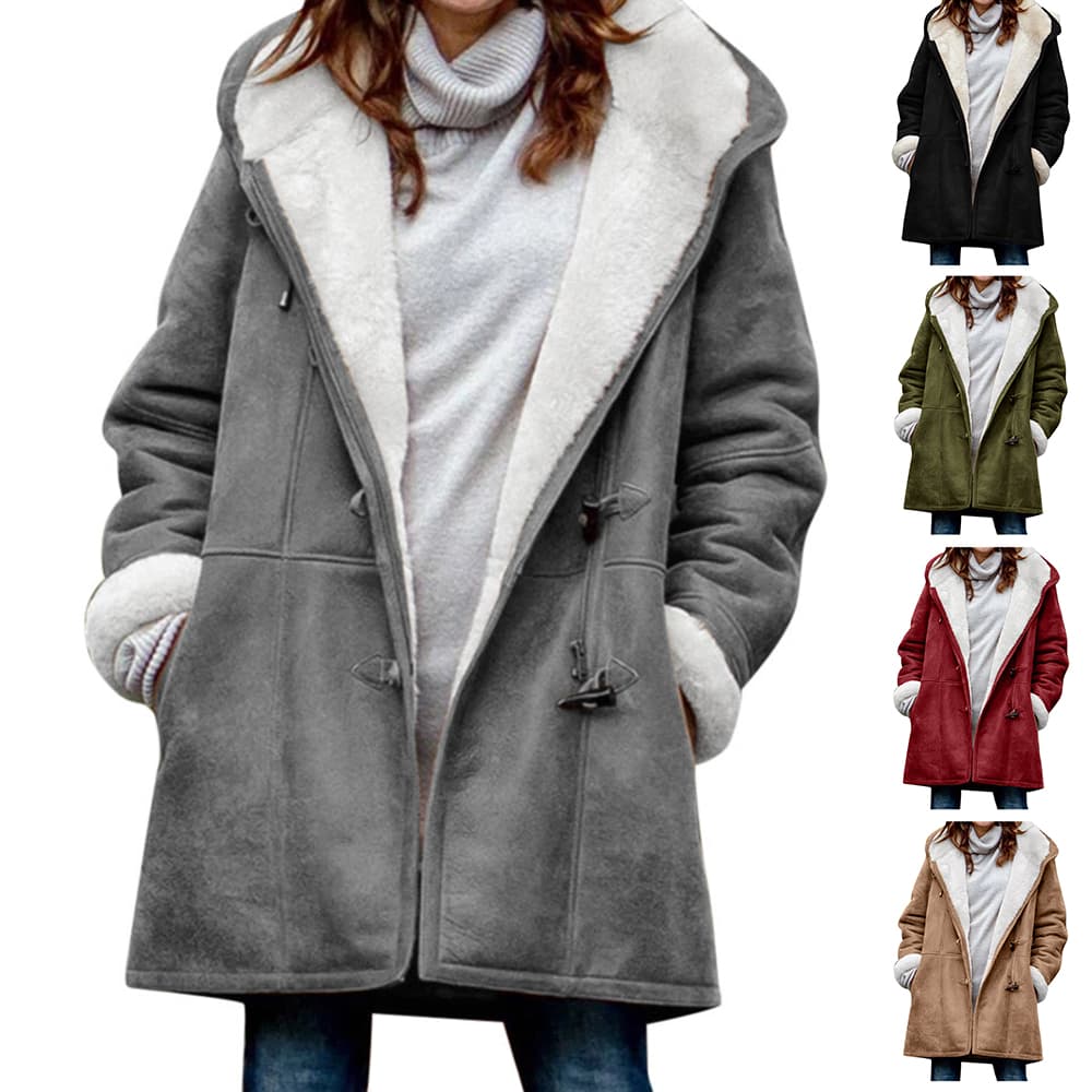 Abrigo de invierno con capucha para mujer