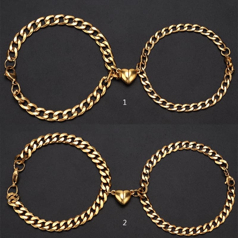 Pulseras magnéticas de pareja con forma de corazón