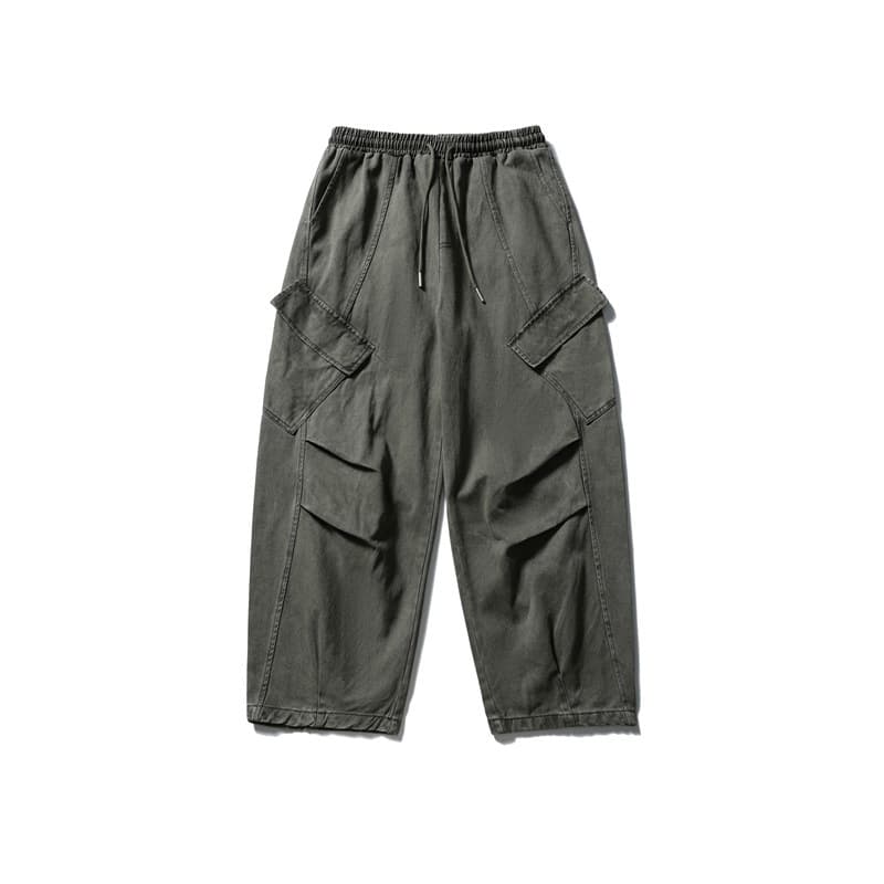 Pantalón overol holgado retro japonés color sólido