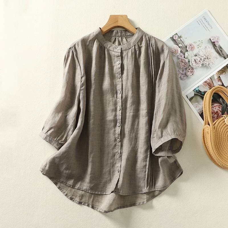 Blusa de cuello parado casual holgada