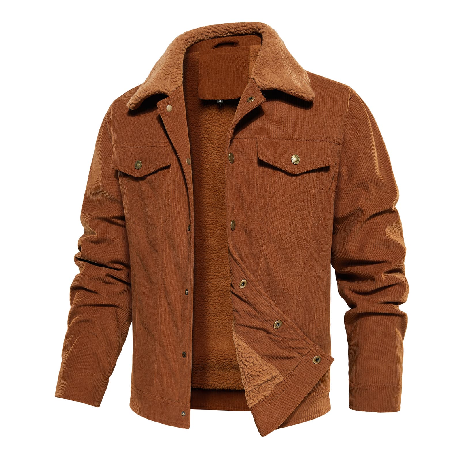 Chaqueta de pana para hombre con forro sherpa, gruesa y cálida