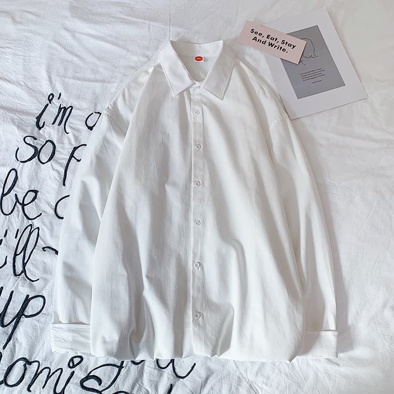Camisa algodón lavado estilo Hong Kong, manga larga