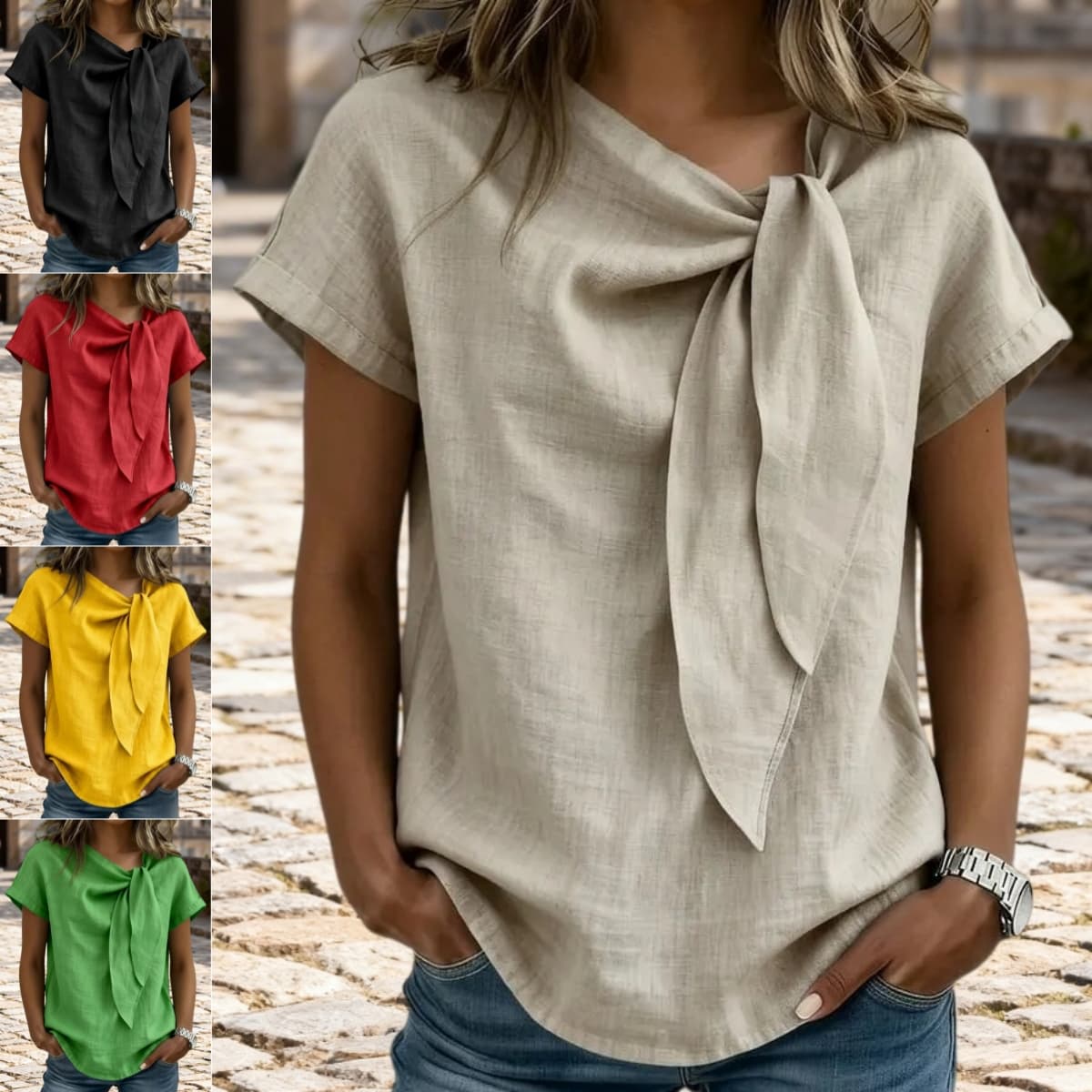Camiseta casual de verano para mujer de poliéster ligero