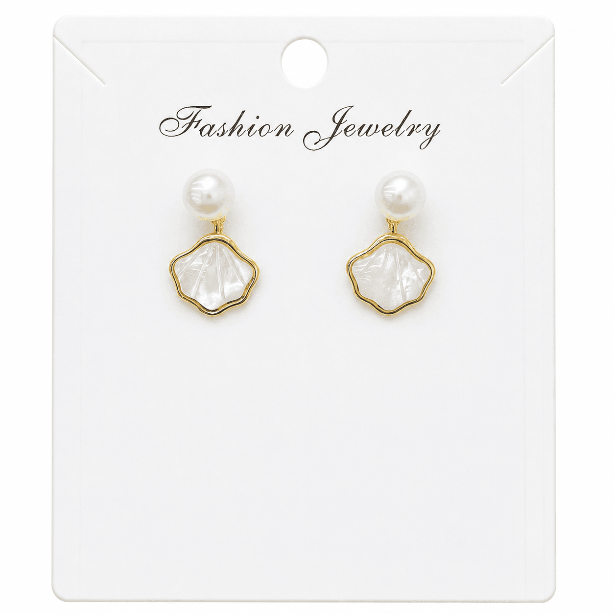 Aretes de perlas con colgante de concha iridiscente