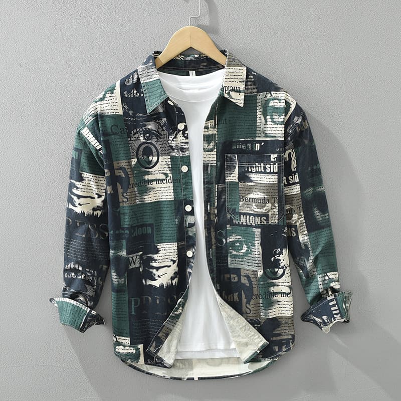 Camisa manga larga estampada casual versátil