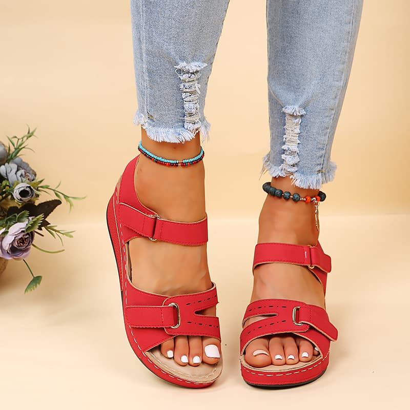 Sandalias de verano con cuña y velcro para mujer