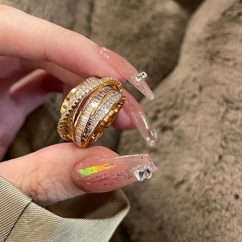 Anillo francés elegante multicapa ajustable