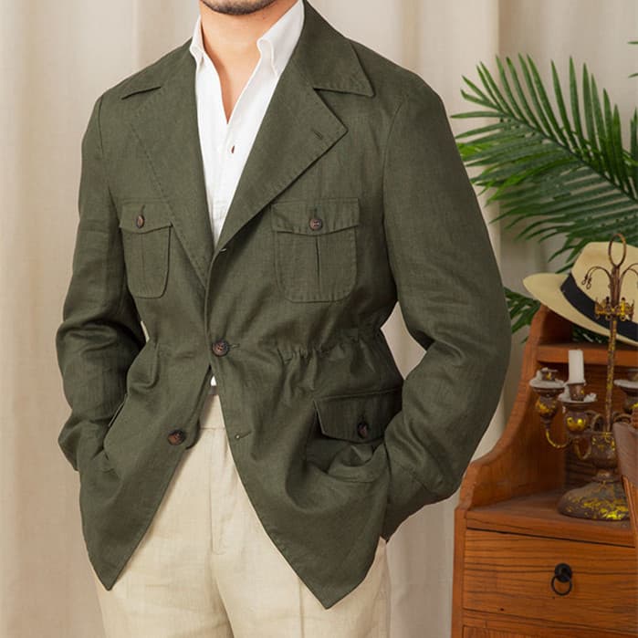 Chaqueta casual de lino retro para hombre