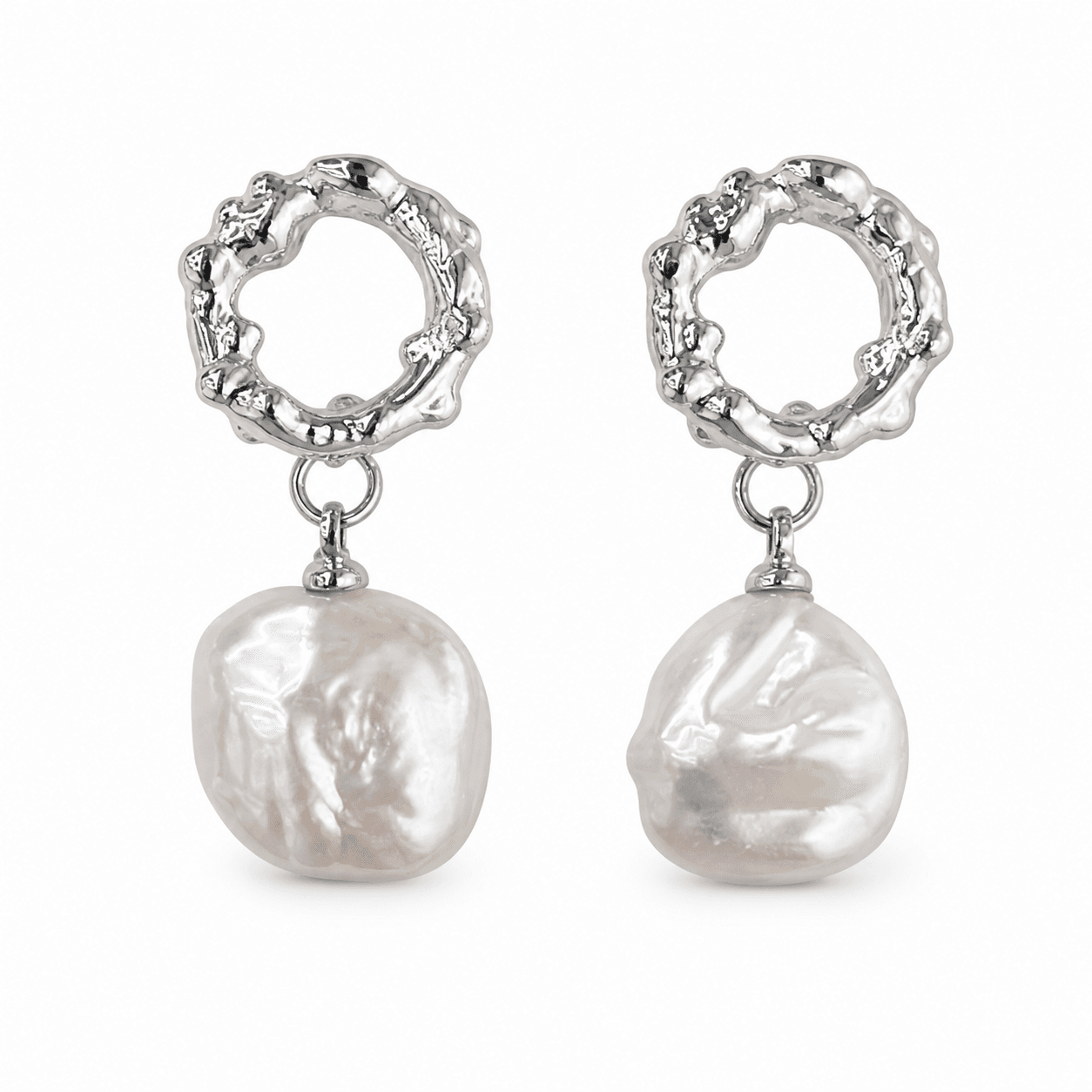 Aretes de perlas barrocas minimalistas