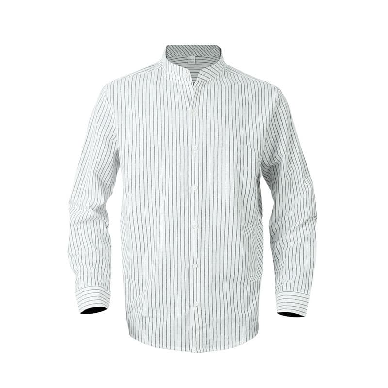Camisa de lino a rayas con cuello parado